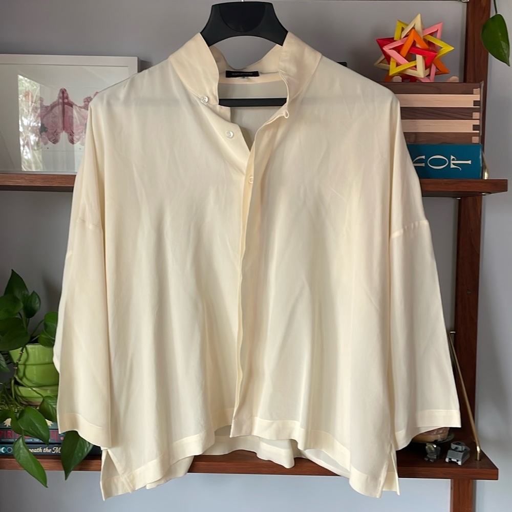 eskandar cream silk blouse